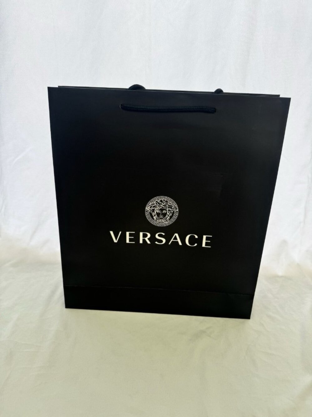 Versace Reusable Paper Shopping Bag Black 15.5" x 14" x 4"